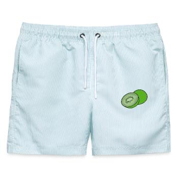 Leckere Frucht Kiwi - Männer Badeshorts - hellblau gestreift - Vorne - AI Model Male 178 light (178cm)