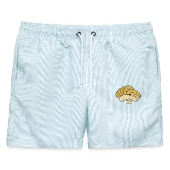 Leckere Frucht-Banane - Männer Badeshorts - hellblau gestreift - Vorne - AI Model Male 178 light (178cm)