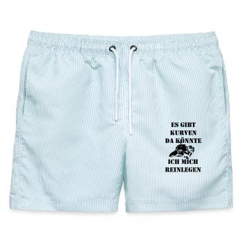 kurven reinlegen Donnergott - Männer Badeshorts - hellblau gestreift - Vorne - AI Model Male 178 light (178cm)