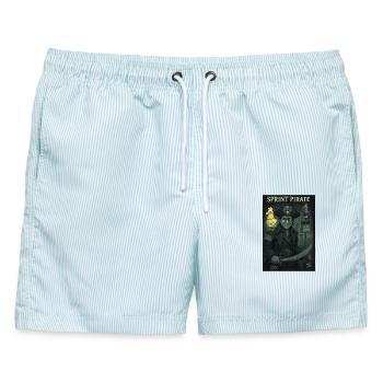 Sprint Pirate - Männer Badeshorts - hellblau gestreift - Vorne - AI Model Male 178 light (178cm)