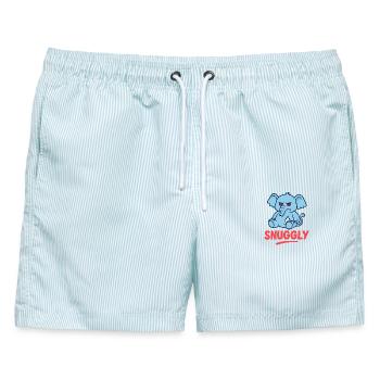 Grumpy Elephant - Männer Badeshorts - hellblau gestreift - Vorne - AI Model Male 178 light (178cm)