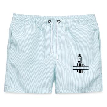 Vape-Silhouette mit Textfeld - Männer Badeshorts - hellblau gestreift - Vorne - AI Model Male 178 light (178cm)