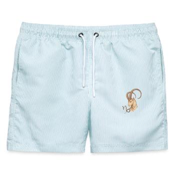 Sternzeichen Steinbock - Männer Badeshorts - hellblau gestreift - Vorne - AI Model Male 178 light (178cm)