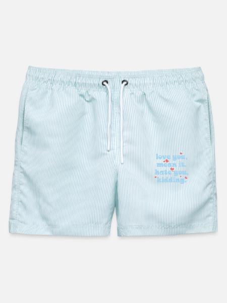 Love You, Mean It - Männer Badeshorts - hellblau gestreift