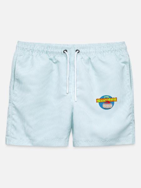 Sunday Funday Curling League Design - Männer Badeshorts - hellblau gestreift