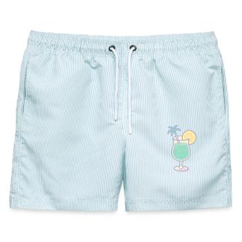 Sippin’ in Paradise - Männer Badeshorts - hellblau gestreift - Vorne - AI Model Male 178 light (178cm)