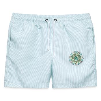 Meer Mandala - Männer Badeshorts - hellblau gestreift - Vorne - AI Model Male 178 light (178cm)