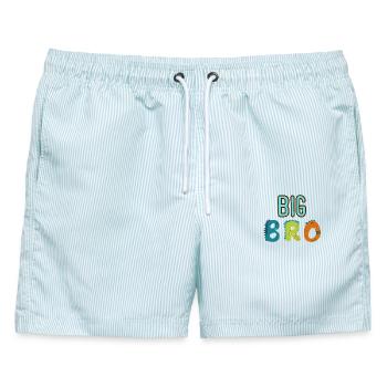 Großer Bruder - Big Bro - Männer Badeshorts - hellblau gestreift - Vorne - AI Model Male 178 light (178cm)