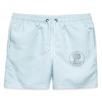 Steglitz mit Bierpinsel - Männer Badeshorts - hellblau gestreift - Vorne - AI Model Male 178 light (178cm)