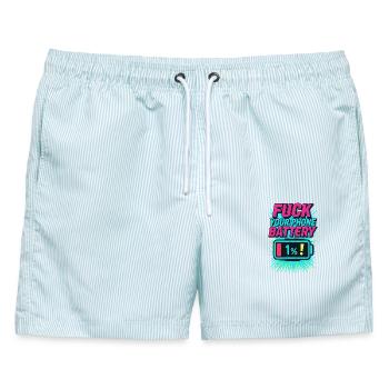 Battery Rage - Männer Badeshorts - hellblau gestreift - Vorne - AI Model Male 178 light (178cm)