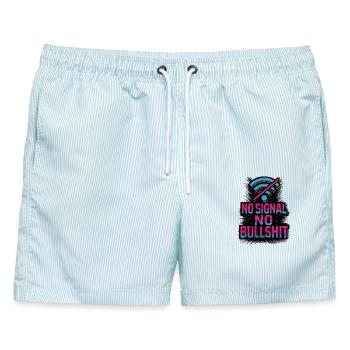 Offline Warrior - Männer Badeshorts - hellblau gestreift - Vorne - AI Model Male 178 light (178cm)