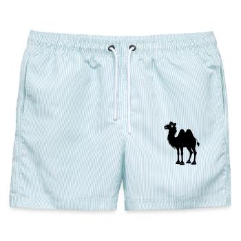 Schatten-Kamel - Männer Badeshorts - hellblau gestreift - Vorne - AI Model Male 178 light (178cm)