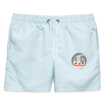 Kawaii Ramen Bowl Nudelnahrung Japanisches Essen - Männer Badeshorts - hellblau gestreift - Vorne - AI Model Male 178 light (178cm)