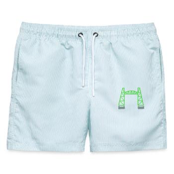 de Hef - Rotterdam - Männer Badeshorts - hellblau gestreift - Vorne - AI Model Male 178 light (178cm)