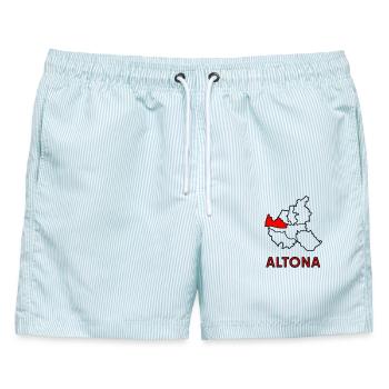 Altona, Stadtteil in Hamburg - Männer Badeshorts - hellblau gestreift - Vorne - AI Model Male 178 light (178cm)