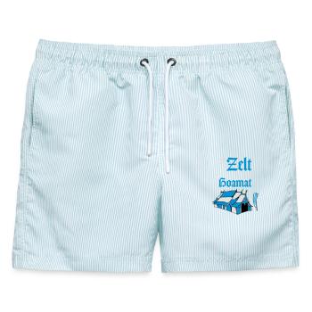 Bierzelt Spass - Männer Badeshorts - hellblau gestreift - Vorne - AI Model Male 178 light (178cm)