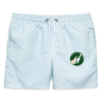 Die beste Zeit des Tages - Männer Badeshorts - hellblau gestreift - Vorne - AI Model Male 178 light (178cm)