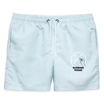 No sadness today - Männer Badeshorts - hellblau gestreift - Vorne - AI Model Male 178 light (178cm)
