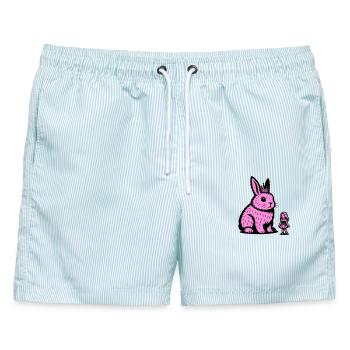 Hasenprinzessin - Männer Badeshorts - hellblau gestreift - Vorne - AI Model Male 178 light (178cm)