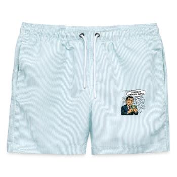 Schergen bringen Glück - Männer Badeshorts - hellblau gestreift - Vorne - AI Model Male 178 light (178cm)