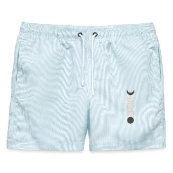Mondphasen Marmor Muster - Männer Badeshorts - hellblau gestreift - Vorne - AI Model Male 178 light (178cm)