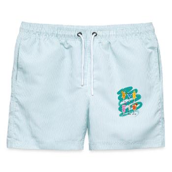 Cocktails im Trend - Männer Badeshorts - hellblau gestreift - Vorne - AI Model Male 178 light (178cm)