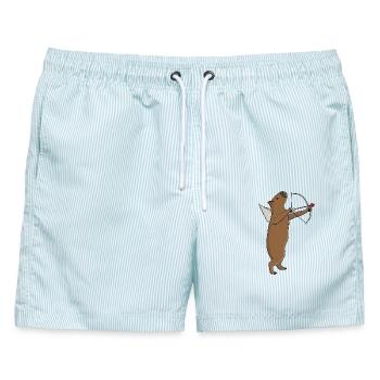 Amor Capybara - Männer Badeshorts - hellblau gestreift - Vorne - AI Model Male 178 light (178cm)