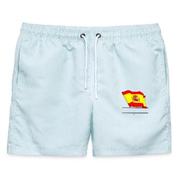Spanische Flagge mit eigenem Text – persönliches Design - Männer Badeshorts - hellblau gestreift - Vorne - AI Model Male 178 light (178cm)
