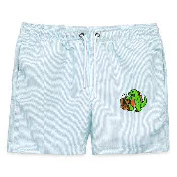 Dragon vs Computer - Männer Badeshorts - hellblau gestreift - Vorne - AI Model Male 178 light (178cm)