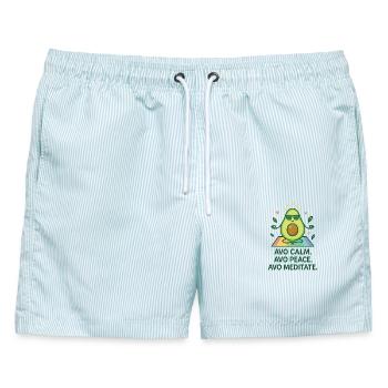 Avo Calm Avo Peace Avo Meditate Avocado - Männer Badeshorts - hellblau gestreift - Vorne - AI Model Male 178 light (178cm)