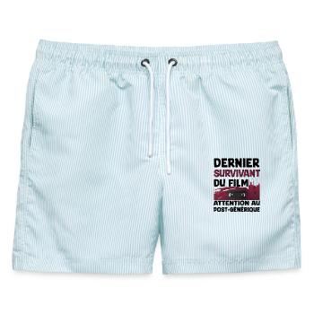 Kassette Survival Art Design - Männer Badeshorts - hellblau gestreift - Vorne - AI Model Male 178 light (178cm)
