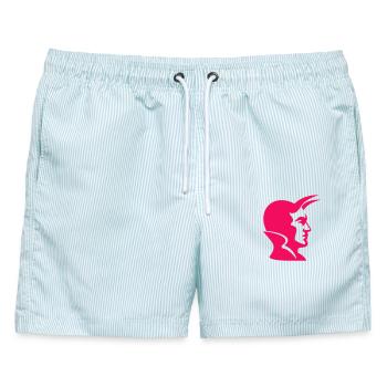 Devil Pop Art - Männer Badeshorts - hellblau gestreift - Vorne - AI Model Male 178 light (178cm)
