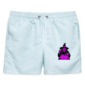 Hypnotic Witch Board - Männer Badeshorts - hellblau gestreift - Vorne - AI Model Male 178 light (178cm)