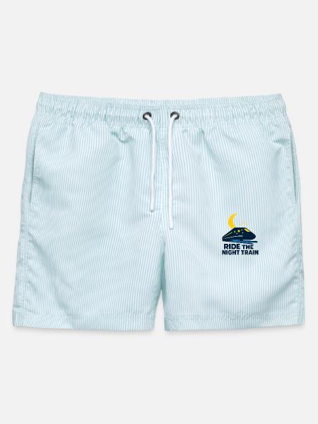 Ride the Night Train - Männer Badeshorts - hellblau gestreift