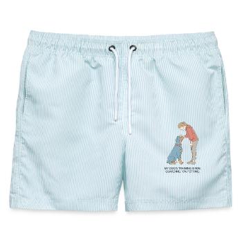 Das Training meines Hundes: 90% Bewachen, 10% Stre - Männer Badeshorts - hellblau gestreift - Vorne - AI Model Male 178 light (178cm)