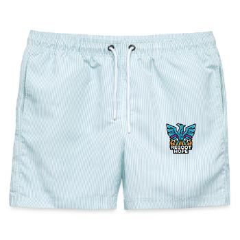 Reboot Hope - Männer Badeshorts - hellblau gestreift - Vorne - AI Model Male 178 light (178cm)