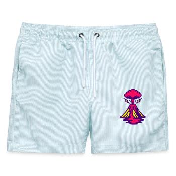 Vulkan Pop Art - Männer Badeshorts - hellblau gestreift - Vorne - AI Model Male 178 light (178cm)