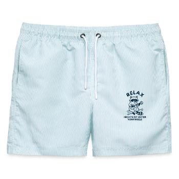 Relax, nichts ist unter Kontrolle - Männer Badeshorts - hellblau gestreift - Vorne - AI Model Male 178 light (178cm)