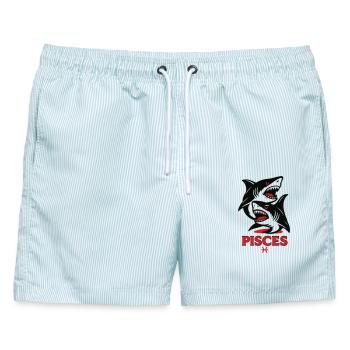 Pisces Zodiak Shark - Männer Badeshorts - hellblau gestreift - Vorne - AI Model Male 178 light (178cm)