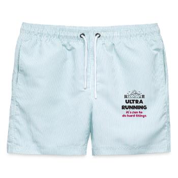 Ultra Running – Schwierige Dinge machen Spaß - Männer Badeshorts - hellblau gestreift - Vorne - AI Model Male 178 light (178cm)