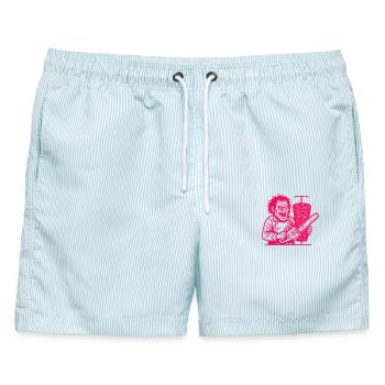Horror Döner pink - Männer Badeshorts - hellblau gestreift - Vorne - AI Model Male 178 light (178cm)