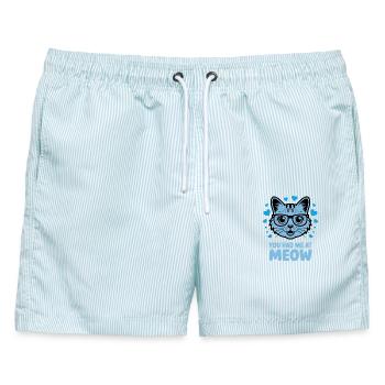 Du hattest mich beim Miauen - Männer Badeshorts - hellblau gestreift - Vorne - AI Model Male 178 light (178cm)
