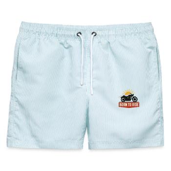 Born to Ride – Motorcycle Shirt - Männer Badeshorts - hellblau gestreift - Vorne - AI Model Male 178 light (178cm)