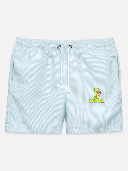 Glitch Tech Design - Männer Badeshorts - hellblau gestreift