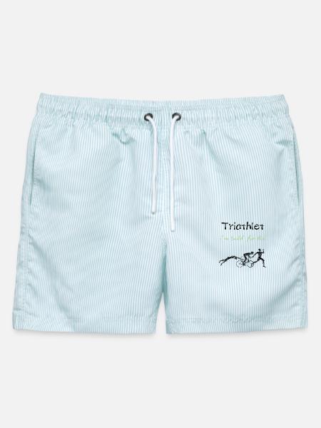 I Am Built For This – Triathlon Motivation Design - Männer Badeshorts - hellblau gestreift
