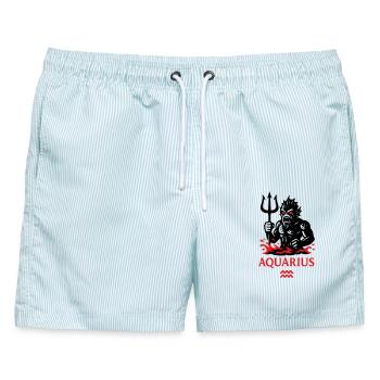 Sternzeichen Wassermann Monster - Männer Badeshorts - hellblau gestreift - Vorne - AI Model Male 178 light (178cm)