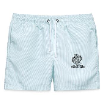 Coole Cobra mit Mütze - Männer Badeshorts - hellblau gestreift - Vorne - AI Model Male 178 light (178cm)
