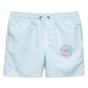 Team First Grade Back To School - Männer Badeshorts - hellblau gestreift - Vorne - AI Model Male 178 light (178cm)