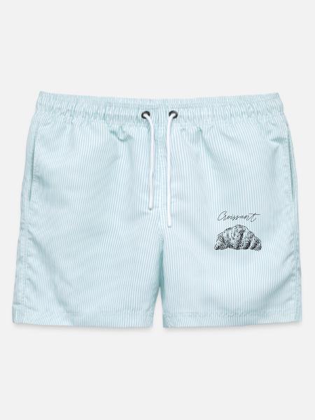 Croissant II - Männer Badeshorts - hellblau gestreift