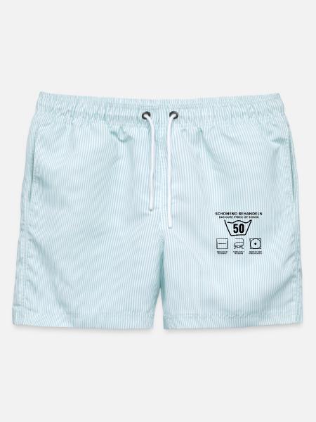 50. Geburtstag Waschsymbol lustig - Männer Badeshorts - hellblau gestreift
